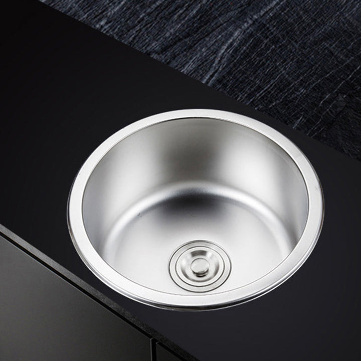 BowLift | Round Single Bowl Kitchen Sink Stainless Steel Sink with Drain Strainer Set