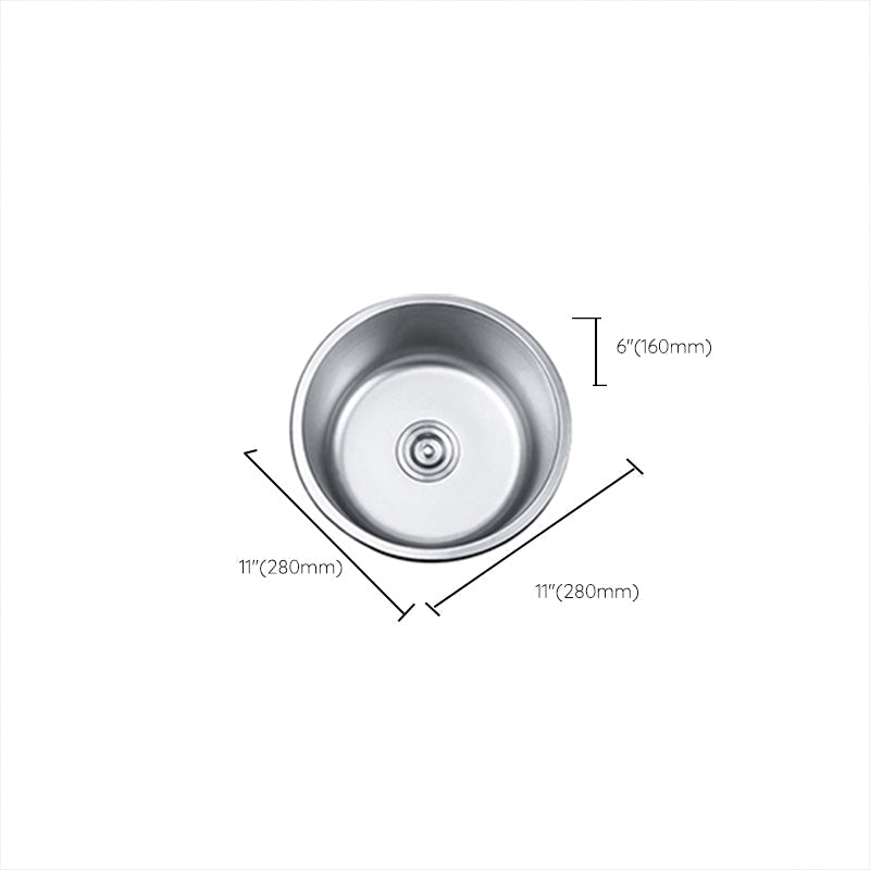 BowLift | Round Single Bowl Kitchen Sink Stainless Steel Sink with Drain Strainer Set