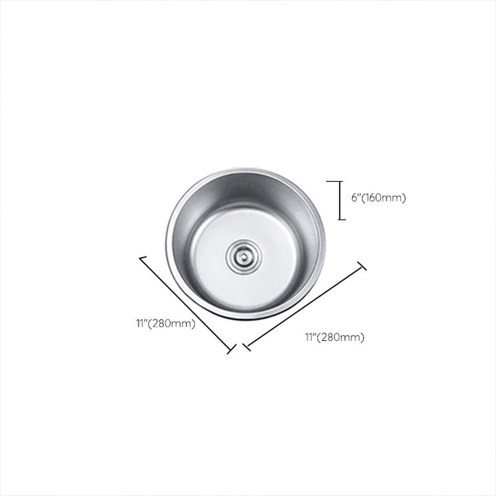 BowLift | Round Single Bowl Kitchen Sink Stainless Steel Sink with Drain Strainer Set