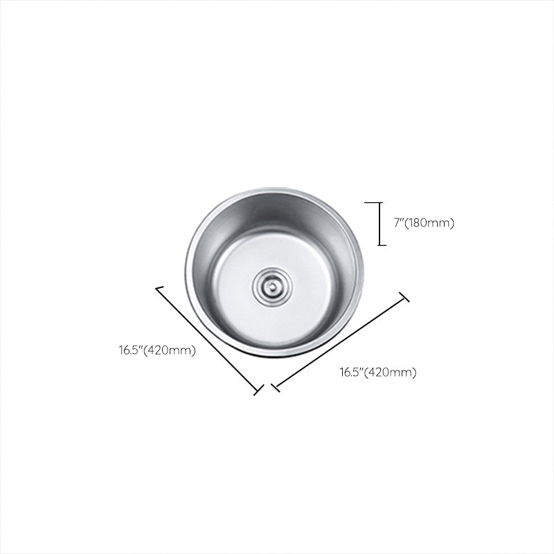 BowLift | Round Single Bowl Kitchen Sink Stainless Steel Sink with Drain Strainer Set