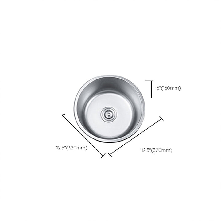BowLift | Round Single Bowl Kitchen Sink Stainless Steel Sink with Drain Strainer Set