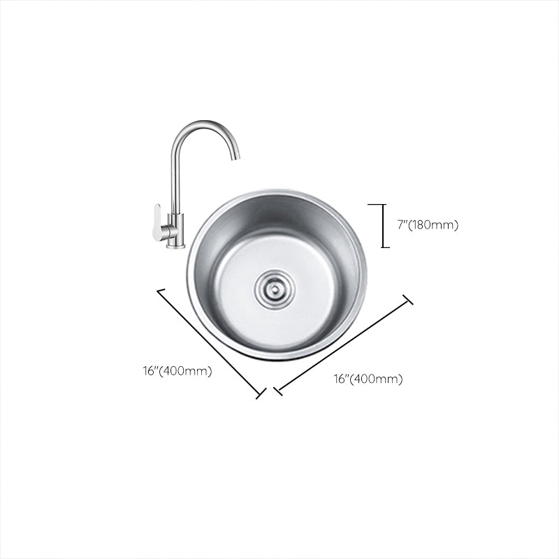 BowLift | Round Single Bowl Kitchen Sink Stainless Steel Sink with Drain Strainer Set