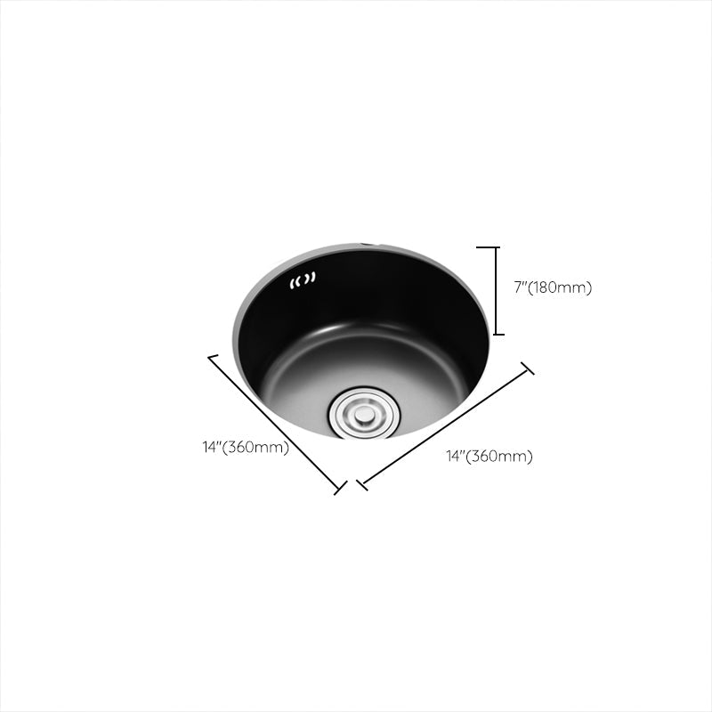 BowLift | Single Bowl Kitchen Sink Round Stainless Steel Sink with Drain Strainer Kits