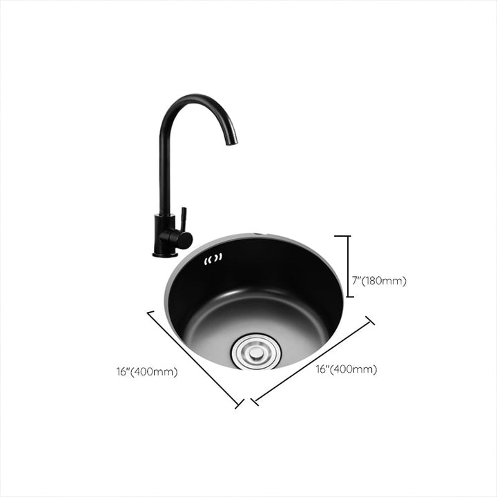 BowLift | Single Bowl Kitchen Sink Round Stainless Steel Sink with Drain Strainer Kits