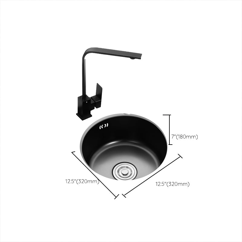 BowLift | Single Bowl Kitchen Sink Round Stainless Steel Sink with Drain Strainer Kits