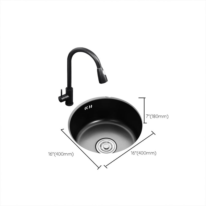 BowLift | Single Bowl Kitchen Sink Round Stainless Steel Sink with Drain Strainer Kits