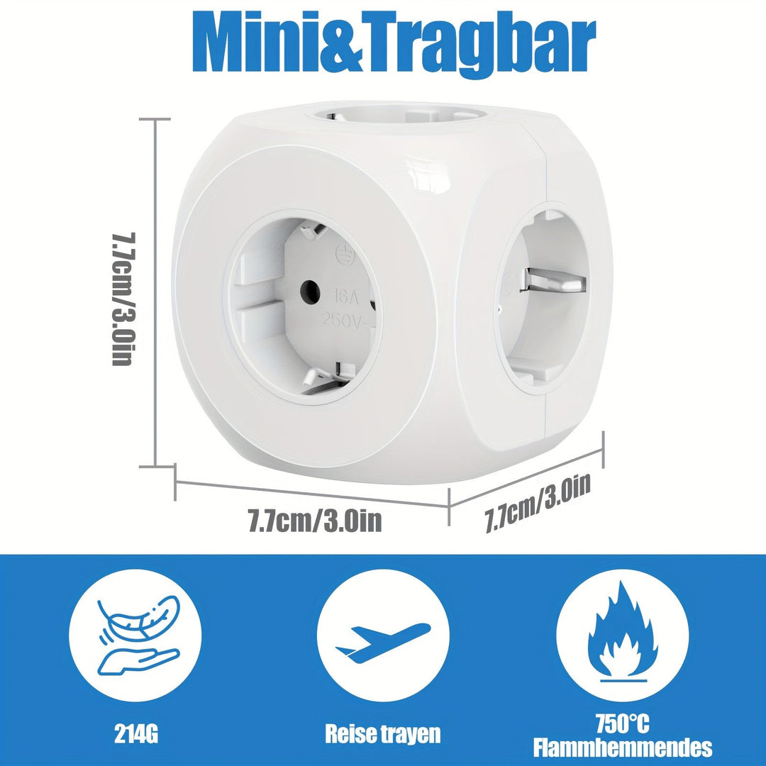 BowLift | Compact Portable Power Plug Cube with 5 Electric Outlets – Lightweight and Safe for Home, Office, and Travel