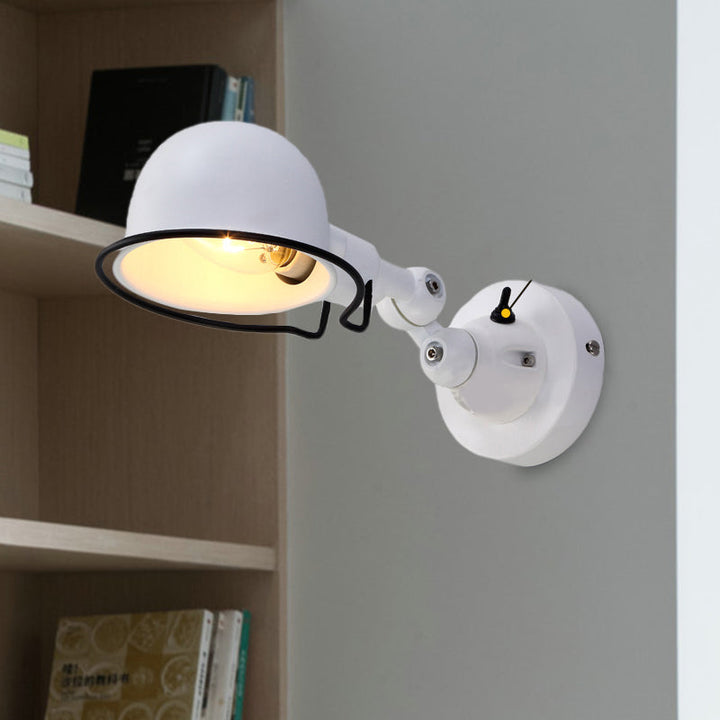 BowLift | Rust/White Dome Wall Lamp Sconces Retro Style 1 Light Dining Room Adjustable Wall Lighting with Ring