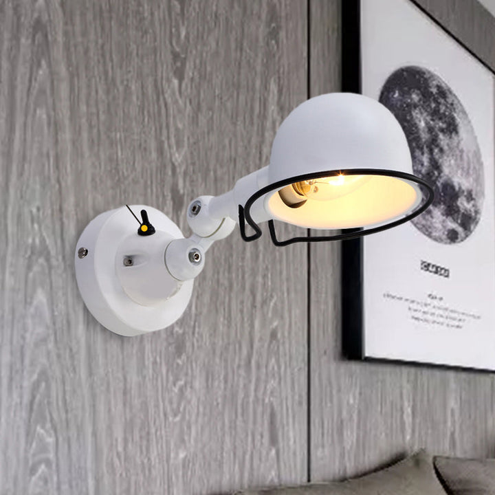 BowLift | Rust/White Dome Wall Lamp Sconces Retro Style 1 Light Dining Room Adjustable Wall Lighting with Ring