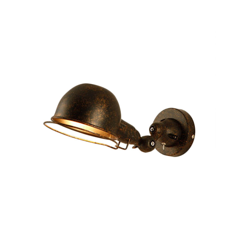 BowLift | Rust/White Dome Wall Lamp Sconces Retro Style 1 Light Dining Room Adjustable Wall Lighting with Ring