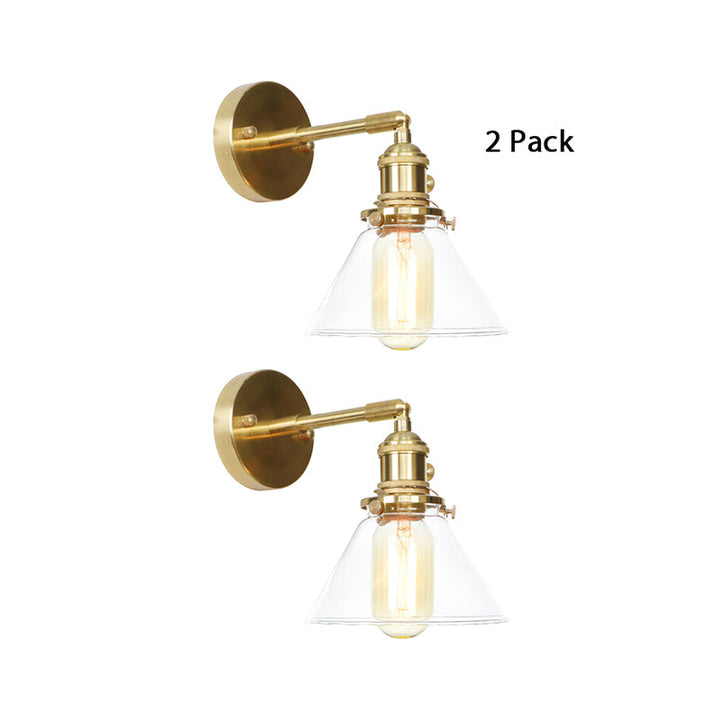 BowLift | Cone wall lamp 1 light clear glass rustic antique wall lighting for bedroom