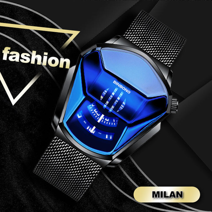 Men's Diamond-Style Quartz Watch with Creative Second Hand