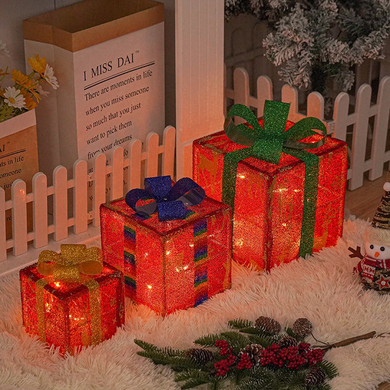 BowLift | Christmas Lights Gift Box Three-piece Party Decoration Ornaments