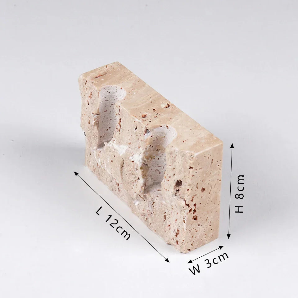 BowLift | Vintage Travertine Stone Taper Candle Holder