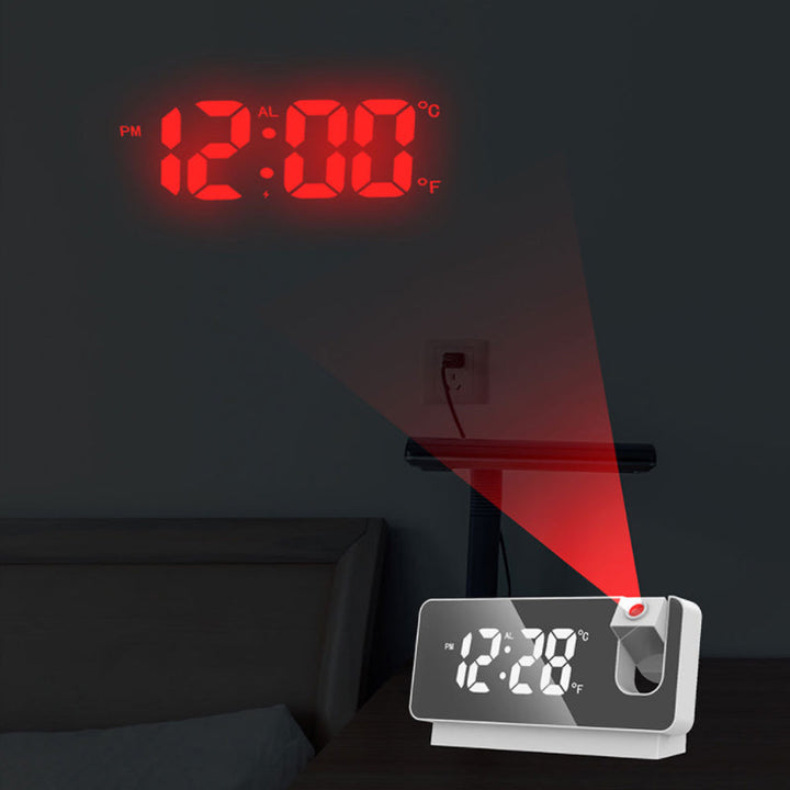 Digital Projection Alarm Clock with 180-Degree Rotatable Projector