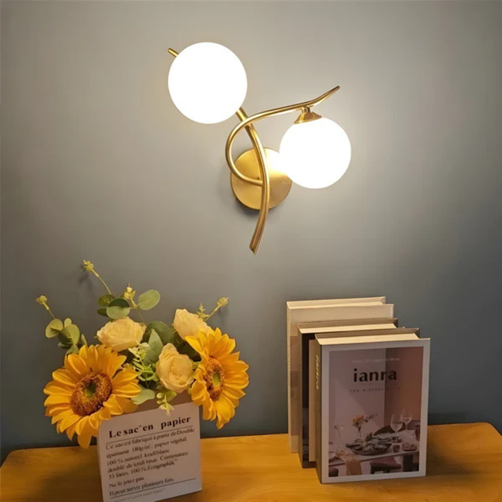 BowLift | Glass and Copper LED Wall Light with Warm White Glow