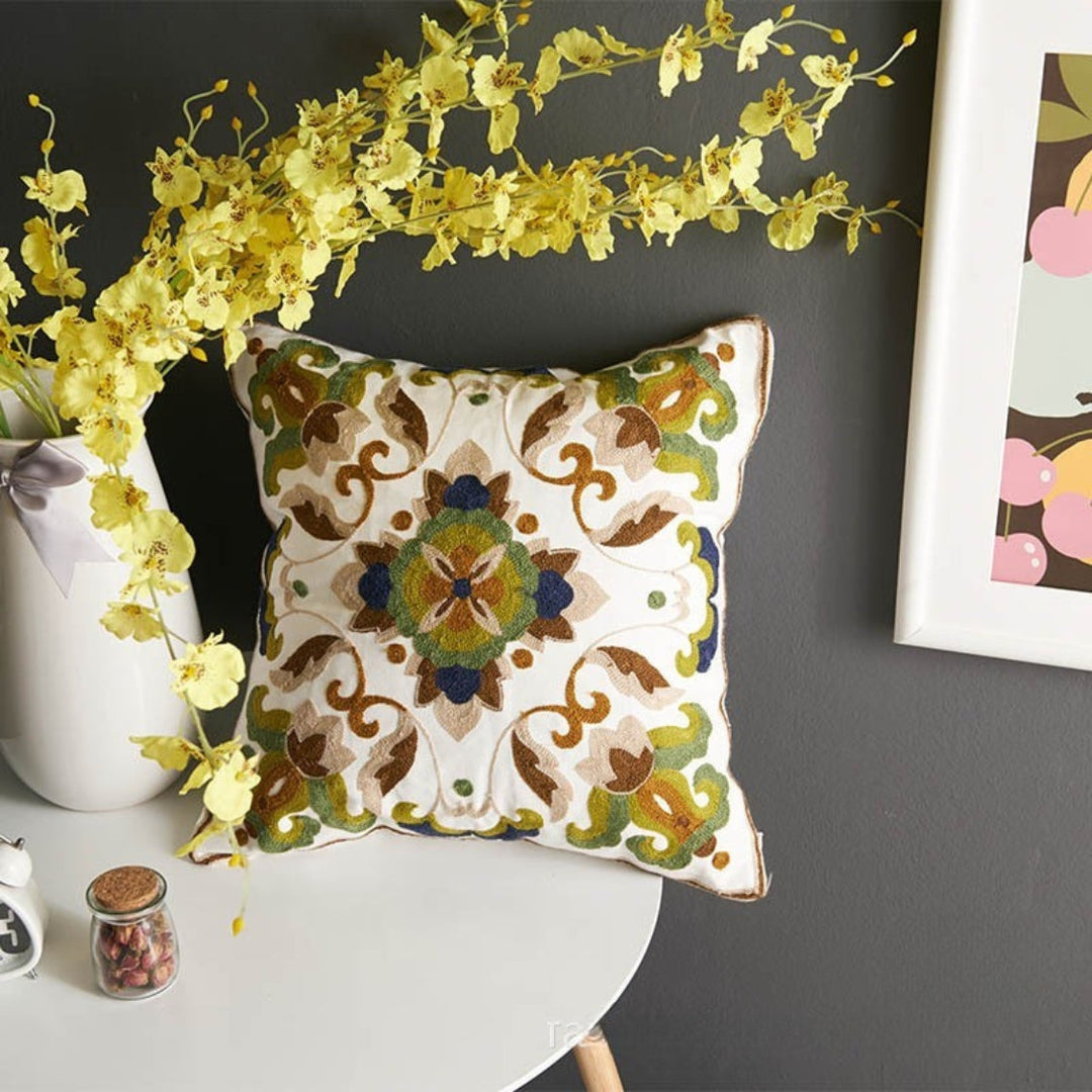 BowLift | Fleur Classic Embroidery Square Sofa Cushion Cover