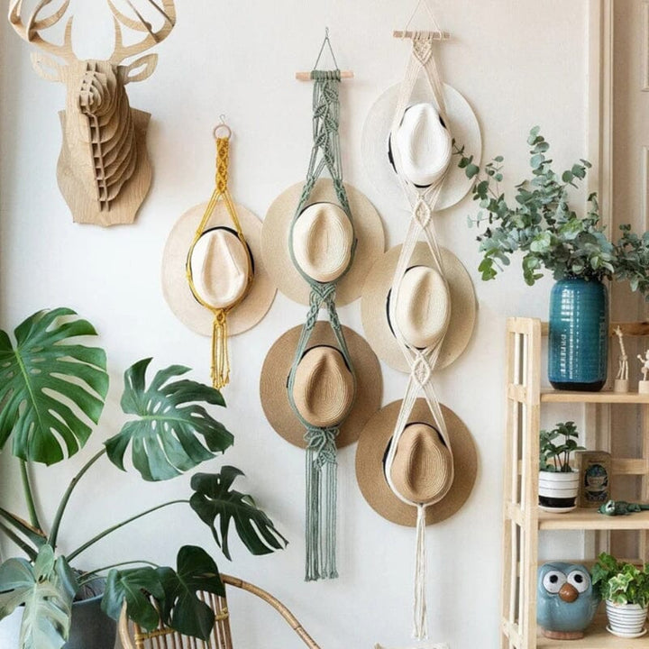 BowLift | Handmade Linen Decorative Boho Hat Rack For Wall Hanging