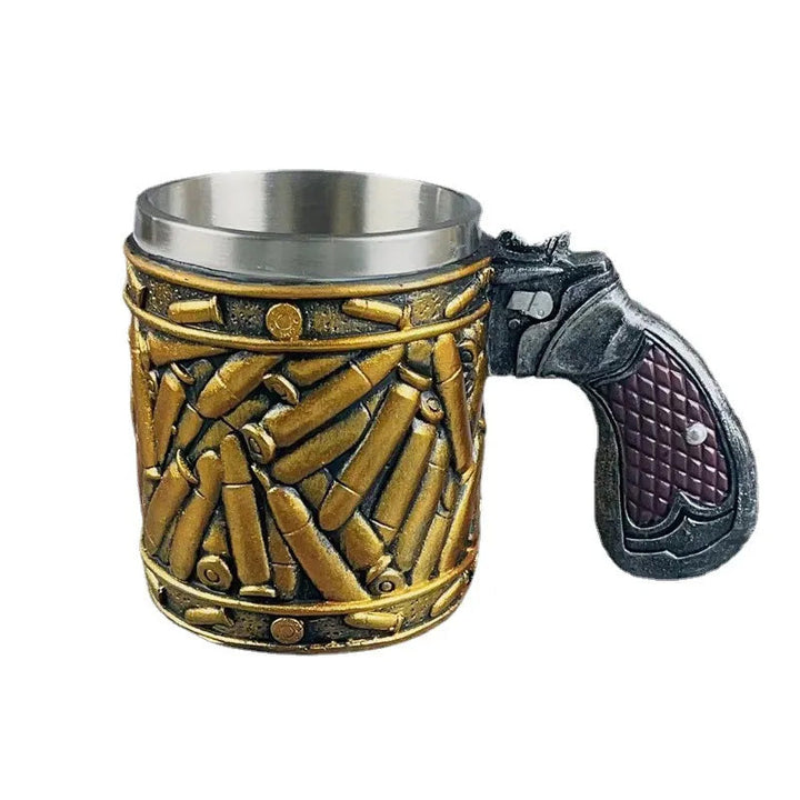 Stainless Steel Bullet Pattern Unique Revolver Beer Mug | Bowlift
