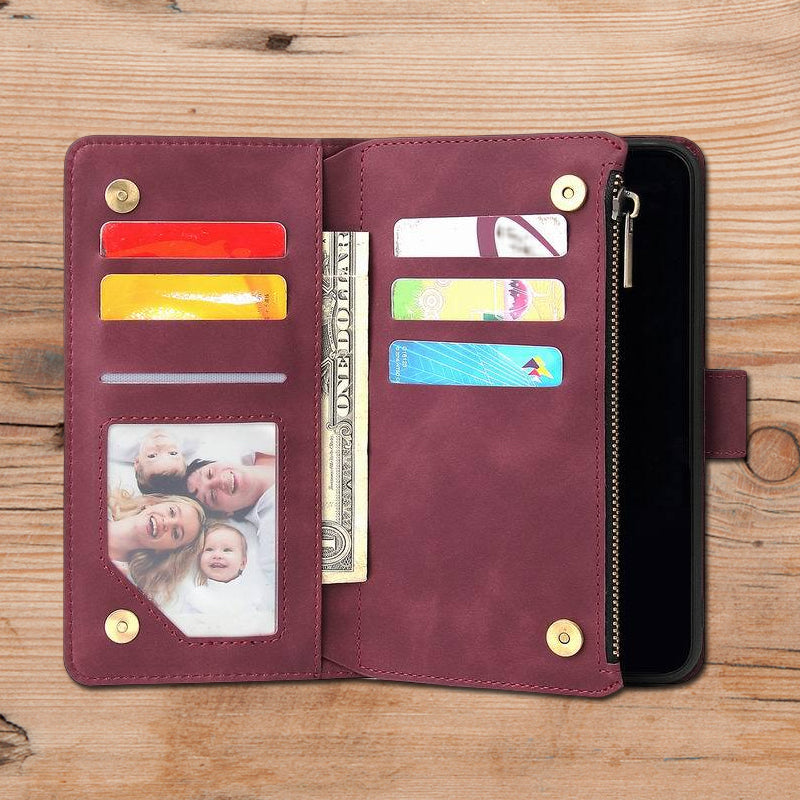 BowLift | Multi-card Zipper Pocket Leather Case for iPhone