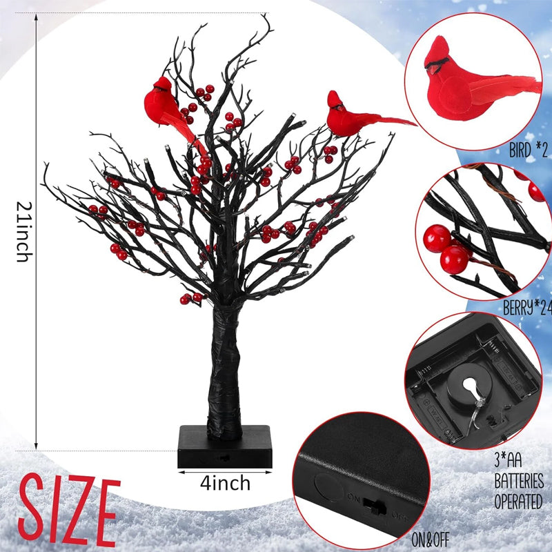 BowLift | Atmospheric Light Tree with Red Birds – Flexible LED Decoration Tree