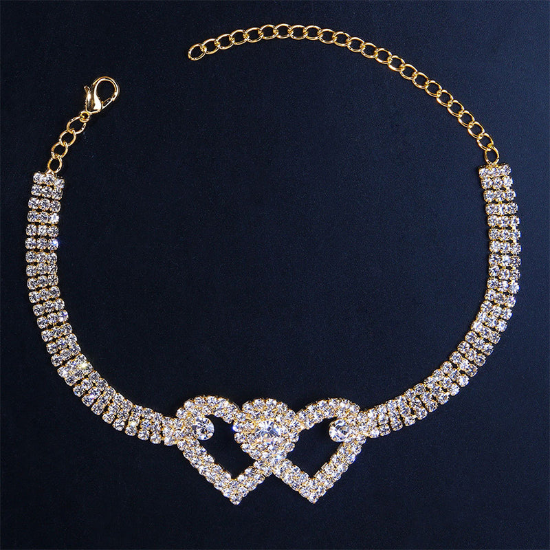 BowLift | Double Love Heart Rhinestone Anklet