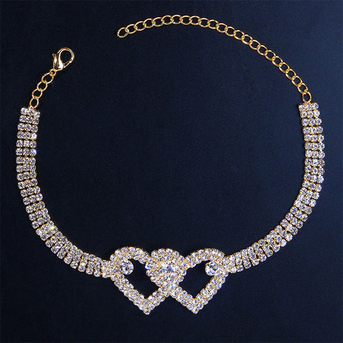 BowLift | Double Love Heart Rhinestone Anklet