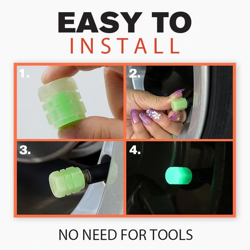 BowLift | Universal fluorescent valve caps for tires, 4 pieces