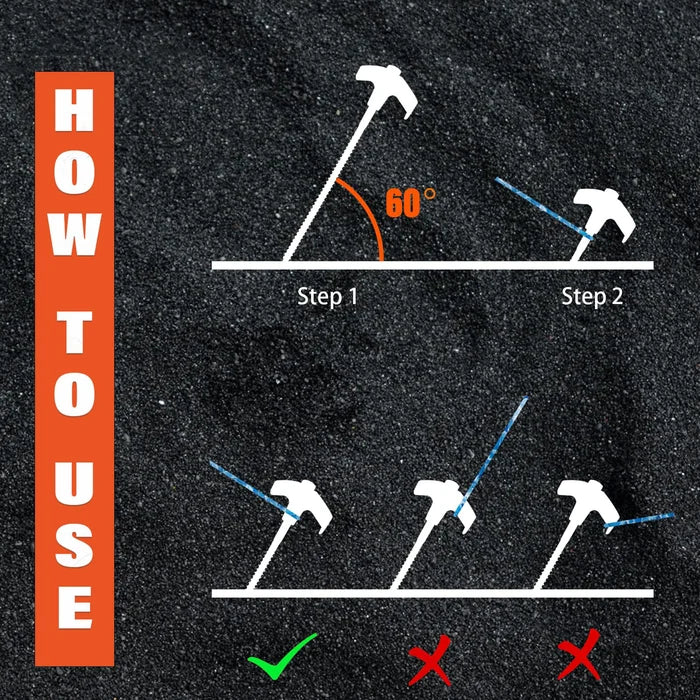 BowLift | 8" Screw Tent Pegs - Screwable Ground Anchors