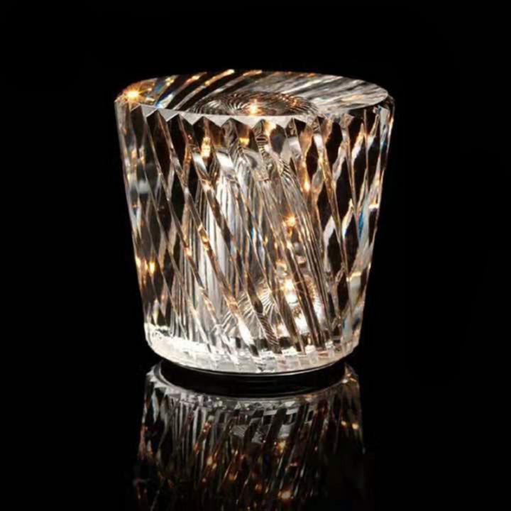 Wireless Rechargeable Crystal Table Lamp with Reflective Light Effect