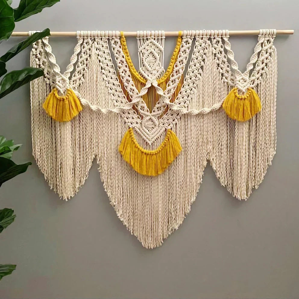BowLift | Yellow Large Macrame Wall Hanging Tapestry
