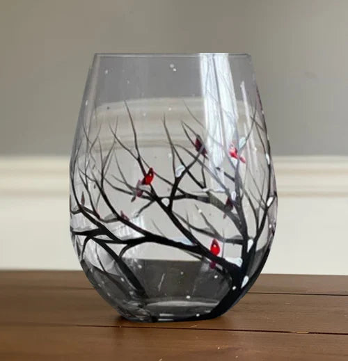 BowLift | Hand Painted Four Seasons Tree Wine Glasses | Unique Art