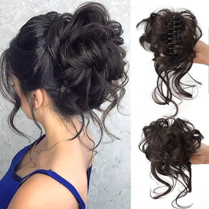 Curly Bun Hair Claw Clips Synthetic Fiber Hair Accessory