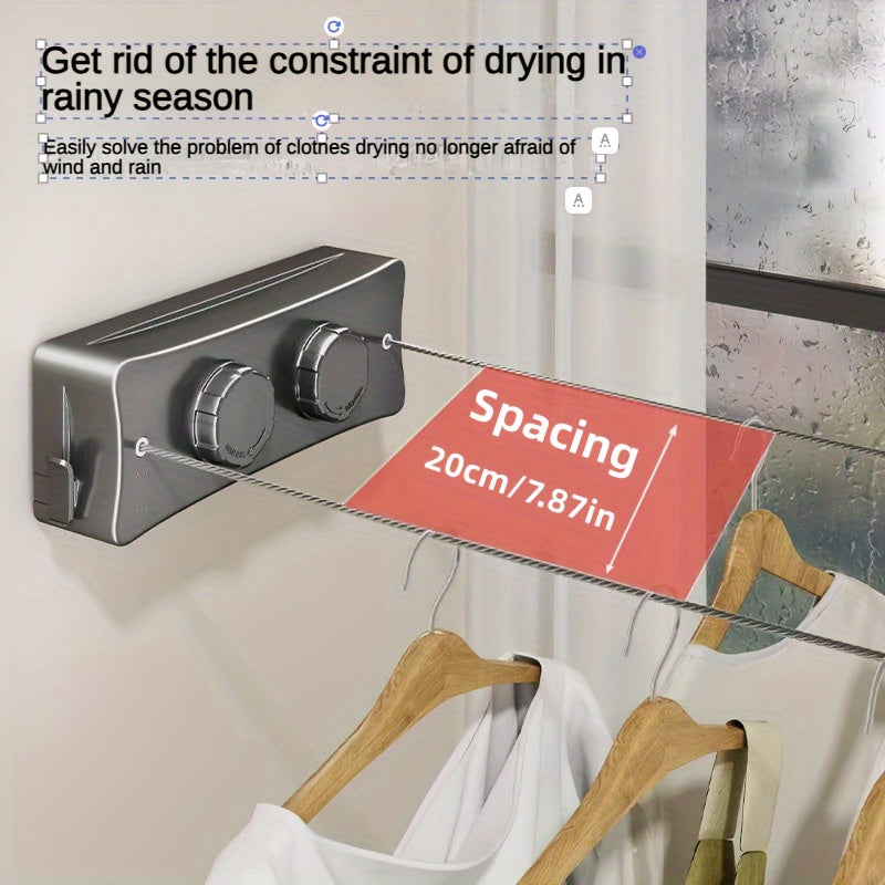 Retractable Double-Line Stainless Steel Clothesline with 5.1 m Drying Space