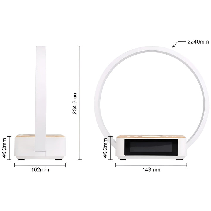 BowLift | GlowMax 3-in-1 LED Table Lamp – Wireless Charger, Alarm Clock & Touch Control