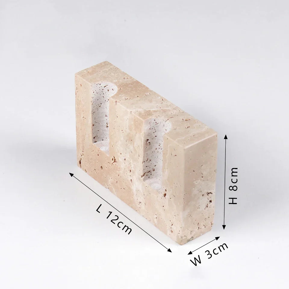 BowLift | Vintage Travertine Stone Taper Candle Holder