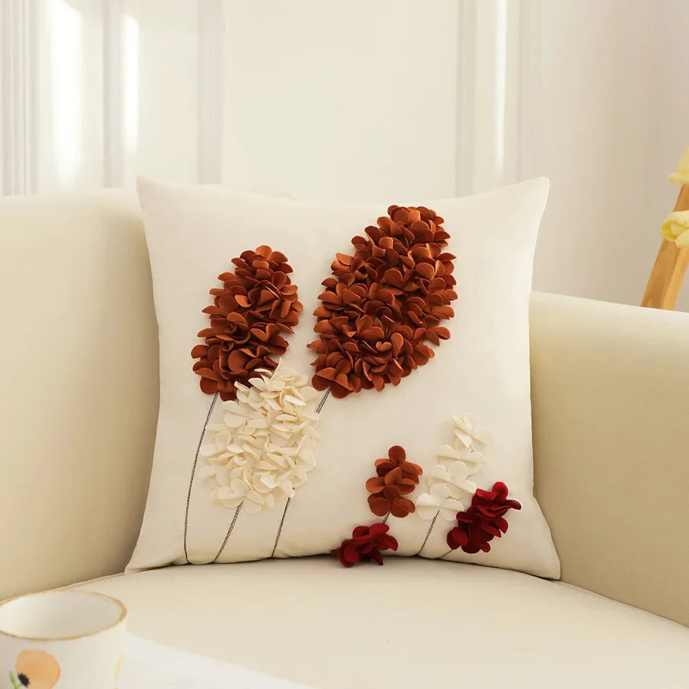 BowLift | Elegant French Rose Patchwork Cushion Cover – 3D Floral Design, Decorative