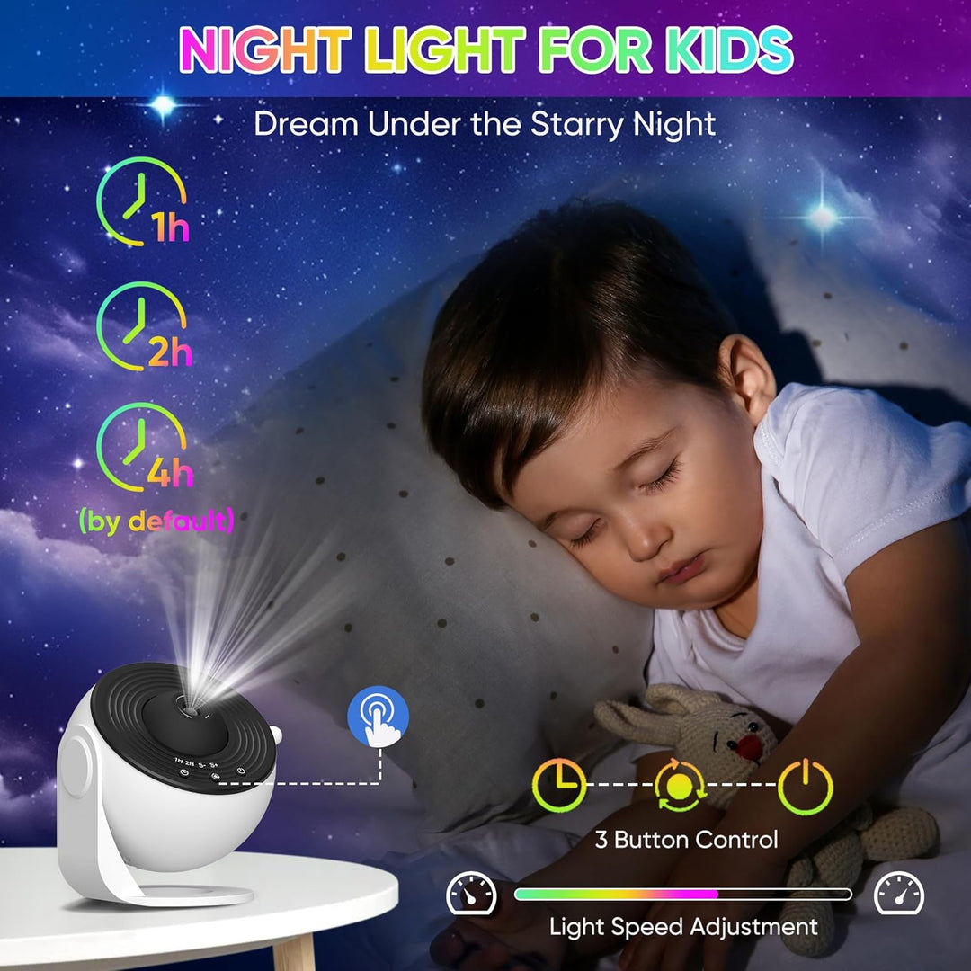 BowLift | Galaxy Projector with 360° Rotation - Stunning Room-Wide Night Sky View
