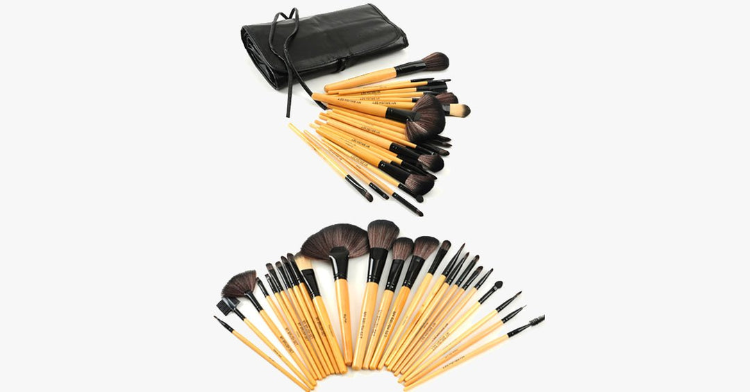 BowLift | Deluxe Brush Set 24-Piece with Wooden Handle
