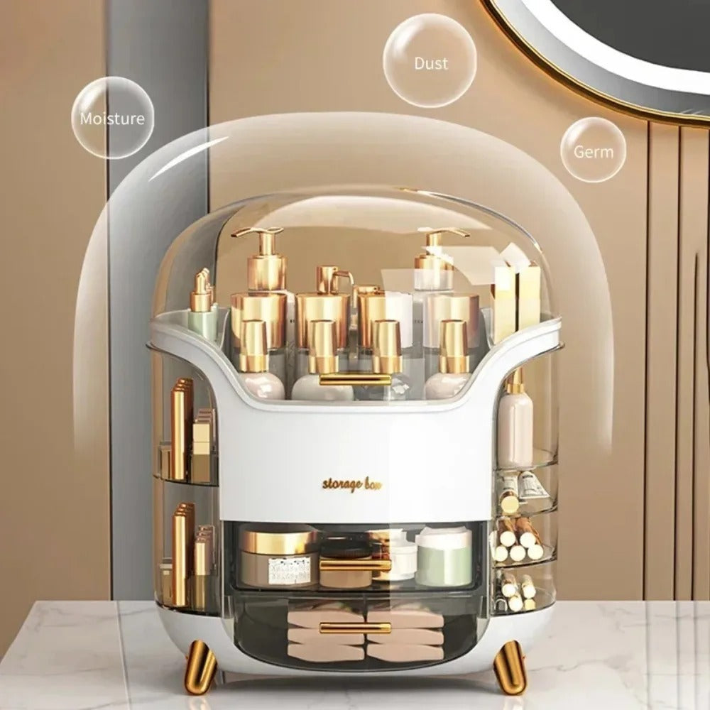 BowLift | Luxury Transparent Makeup Organizer with Sliding Doors and Drawers
