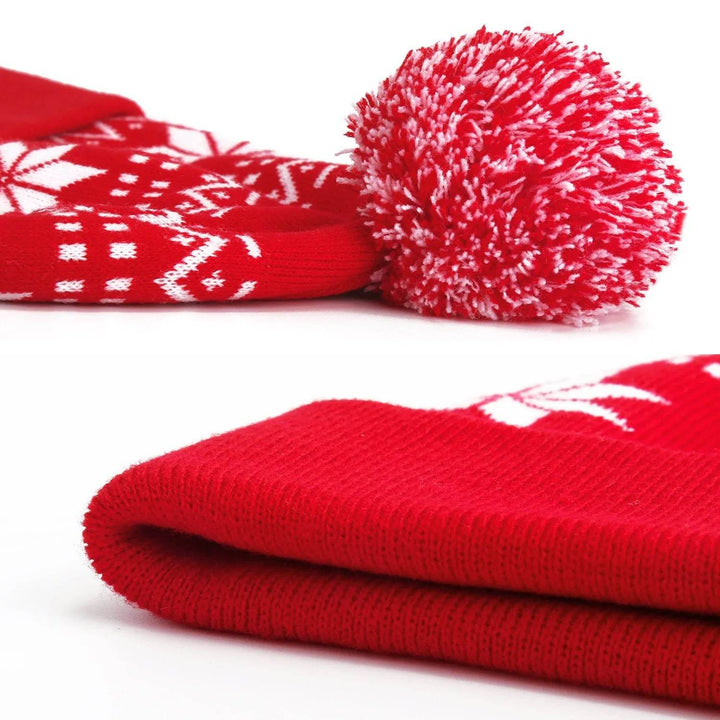 BowLift | Jacquard Christmas Fluffy Ball Cap Thermal Head Cover Knitted Hat