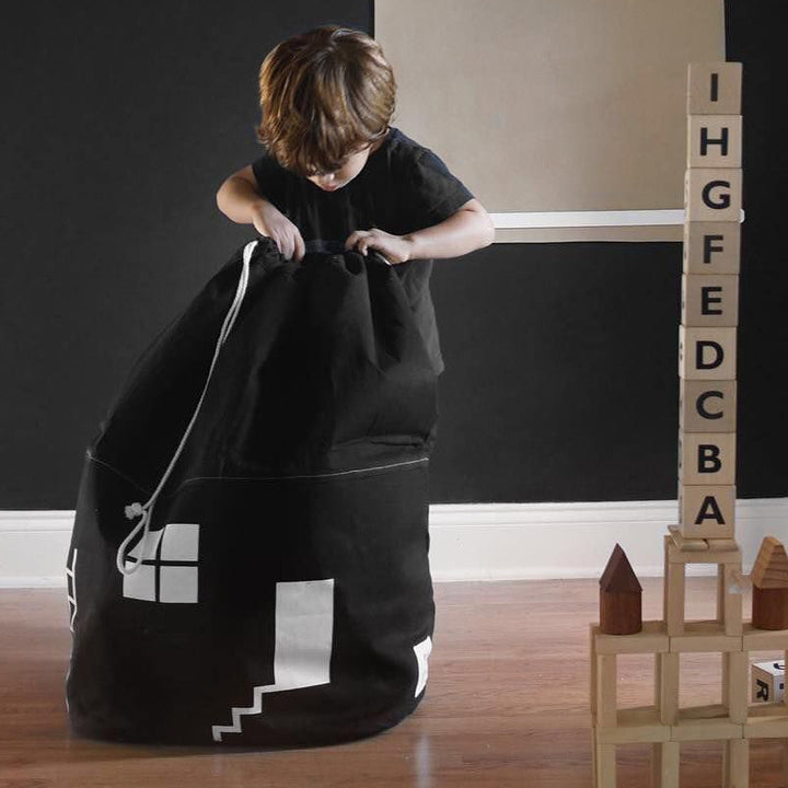 Toy Storage Bag with Drawstring Closure and Fun Design Bowlift