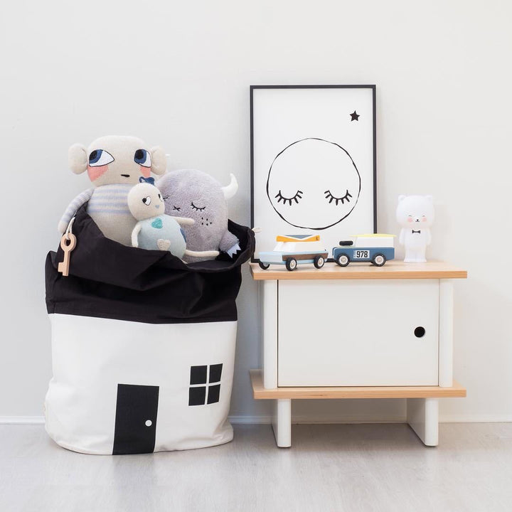 Toy Storage Bag with Drawstring Closure and Fun Design Bowlift