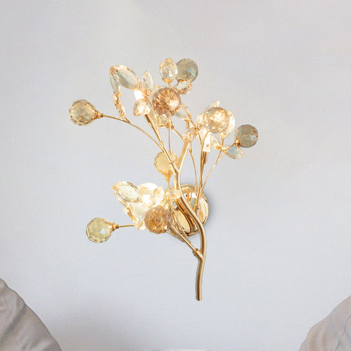 BowLift | Faceted Crystal Gold Wall Light Branch 3 Heads Modernism Wall Lighting Fixture