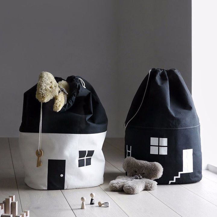 Toy Storage Bag with Drawstring Closure and Fun Design Bowlift