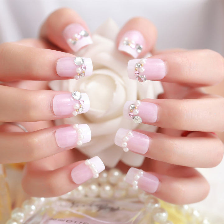 Decorative Rhinestone-Accented Press-On Nail Set