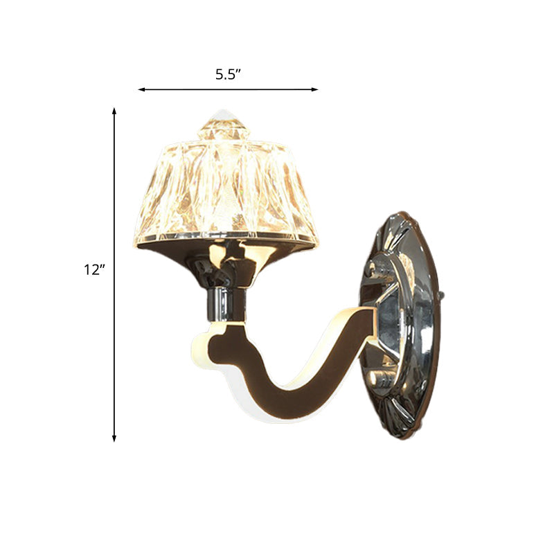 BowLift | Clear Crystal Chrome Wall Light Narrow 1/2-Bulb Modern Wall Light with Illuminated Arm