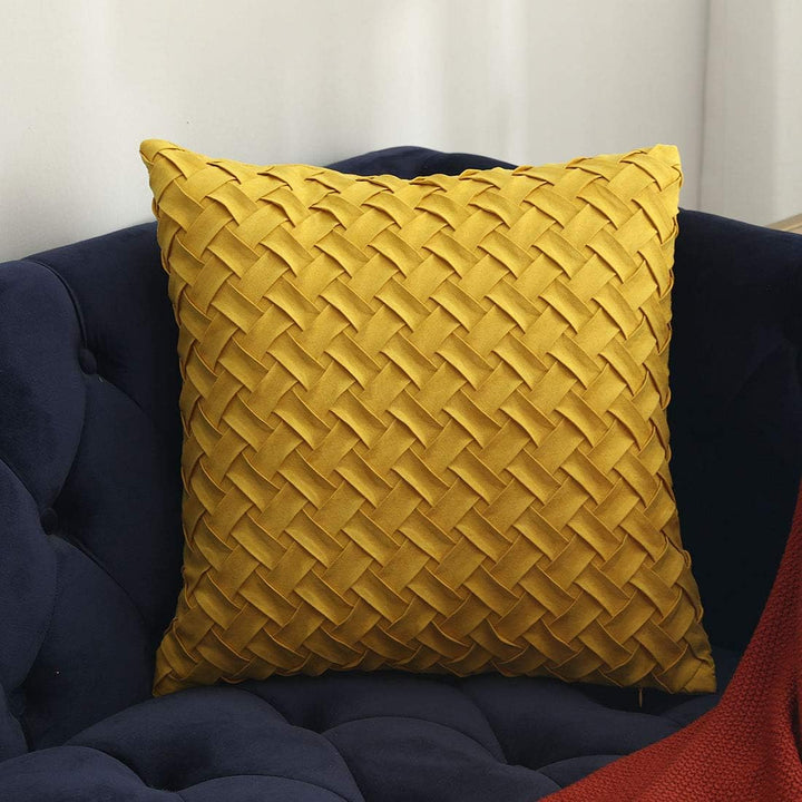 BowLift | Solid Yellow, Brown, and Dark Red Faux Suede Cushion Cover