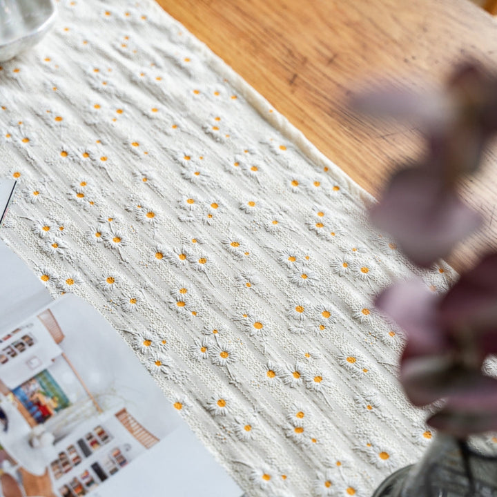 BowLift | Playful Daisy Embroidered Boho Table Runner
