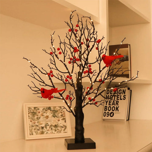 BowLift | Atmospheric Light Tree with Red Birds – Flexible LED Decoration Tree